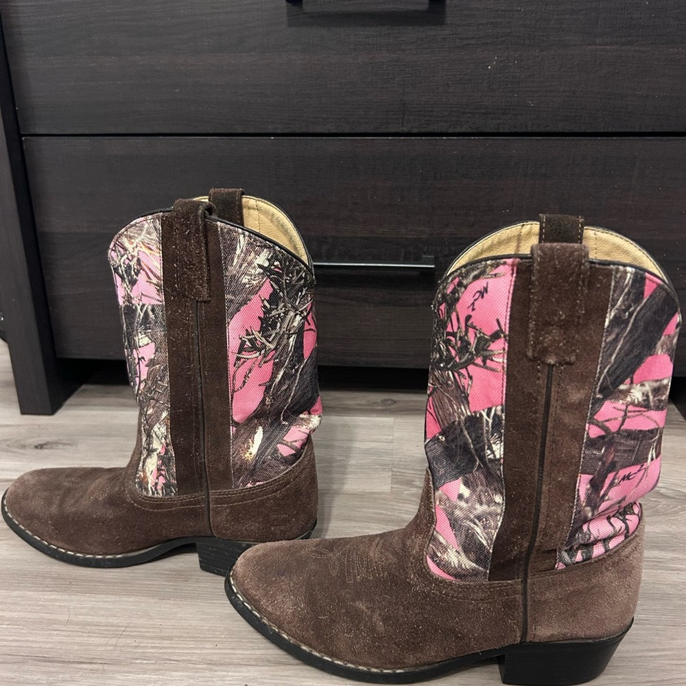 Pink and Brown Camouflage Cowboy Boots
